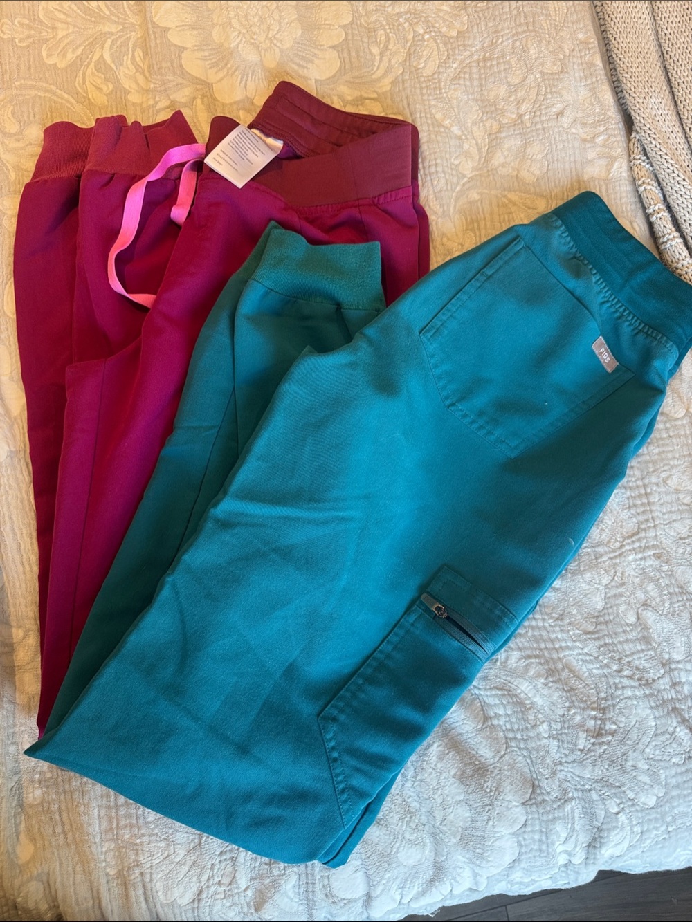 Figs Two-Pack Track Joggers in Teal and Magenta